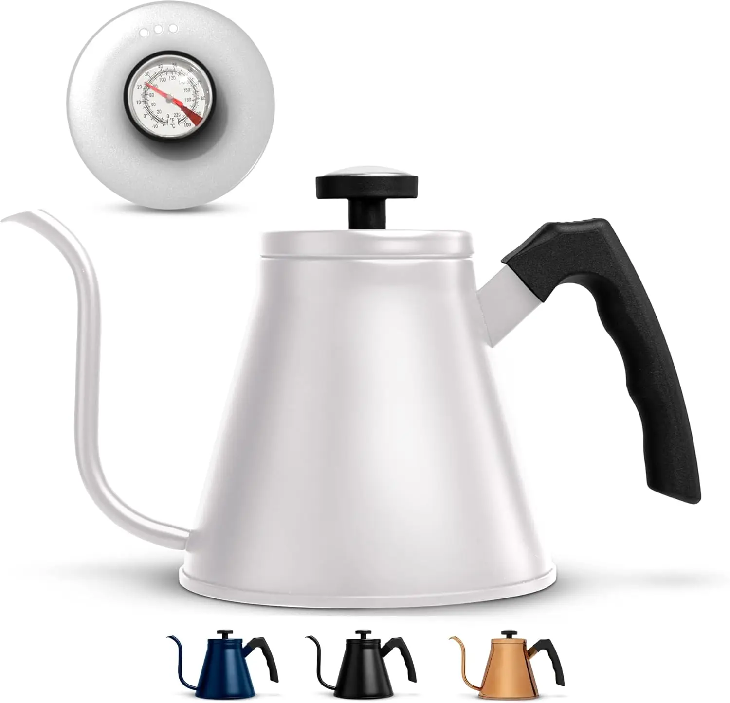 

Gooseneck Kettle, Kettle Stovetop, with Thermometer, Tea Pot, for Pour Over Coffee & Tea, Temperature Gauge, Electric, Compatibl
