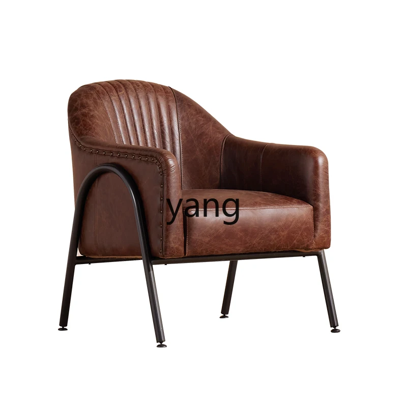 CX  leather sofa American retro medieval style living room bedroom household first layer cowhide lazy leisure chair