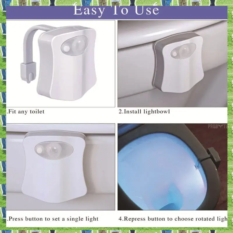 

FTS Toilet Light Motion Sensor Toilet LED Night Light 8 Colors Toilet Bowl Glow Night Light Smart Night Light For Bathroom
