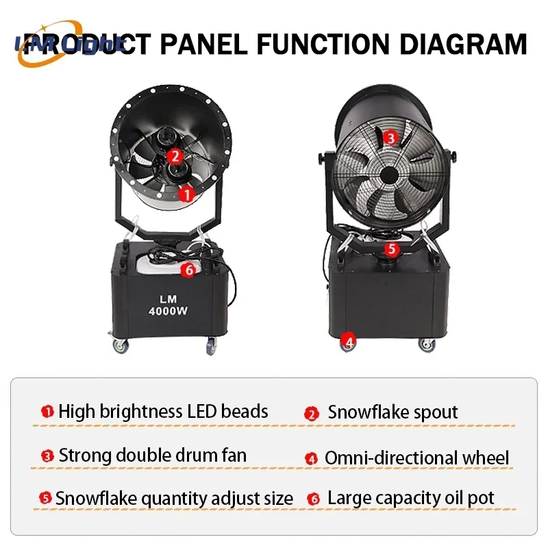 LM New Style 4000W LED Snow Machine Artificial Snow Spraying Machine For Christmas Festival Party Events Stage Special Effects