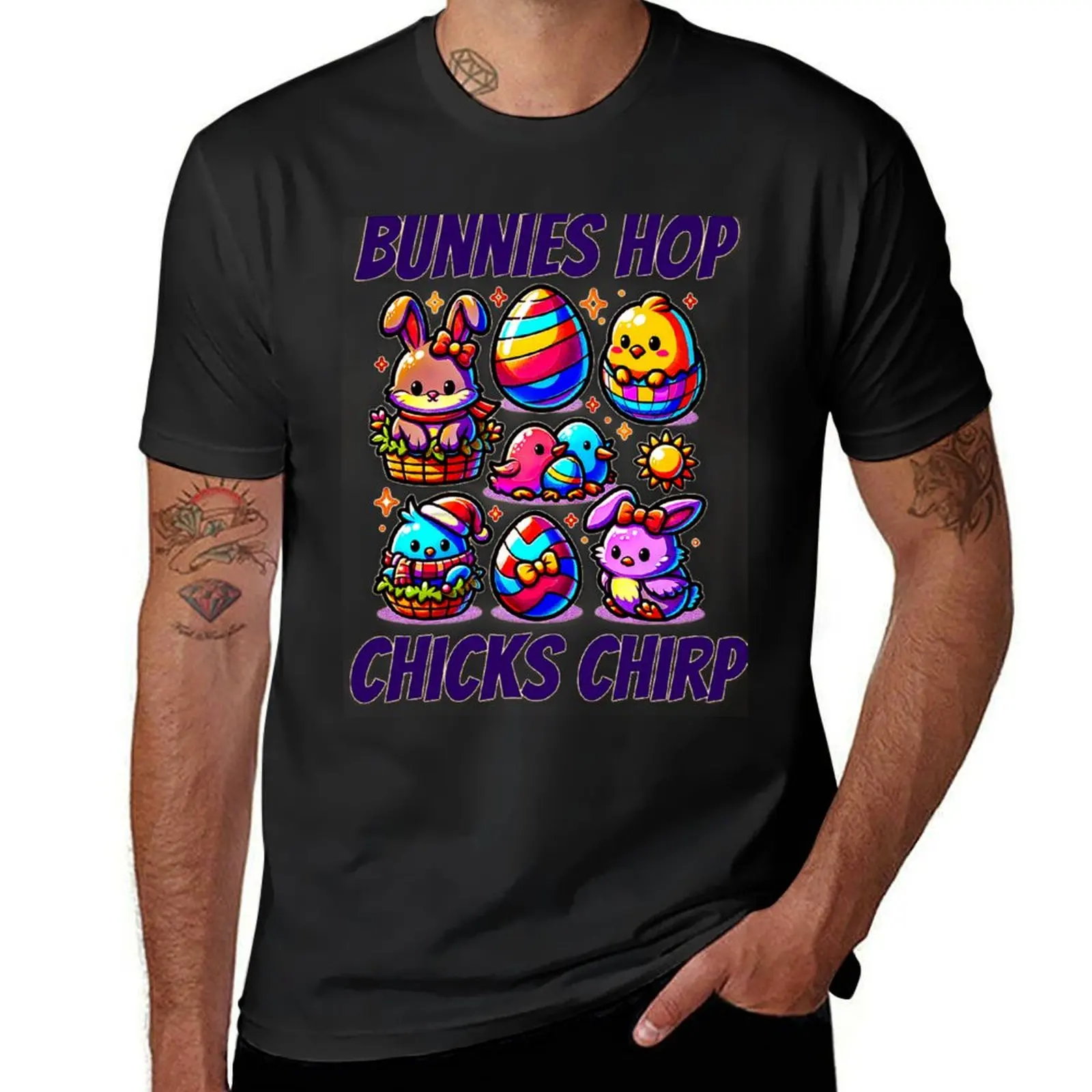 Bunnies Hop Chicks Chirp T-Shirt plus sizes sweat mens graphic t-shirts