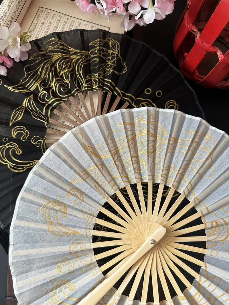 Handmade Round Bamboo Fan, Collapsible Fan, Lady\'s Cheongsam Dance Fan Collection, Gifts, Crafts, Home Decor