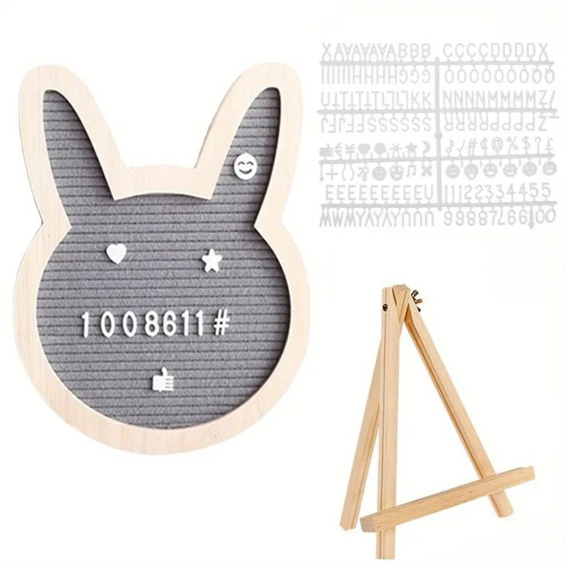 

Felt Message Board - Creative Rabbit Felt Board with Wooden English Letters and Numbers - Photo Prop for Children's Room