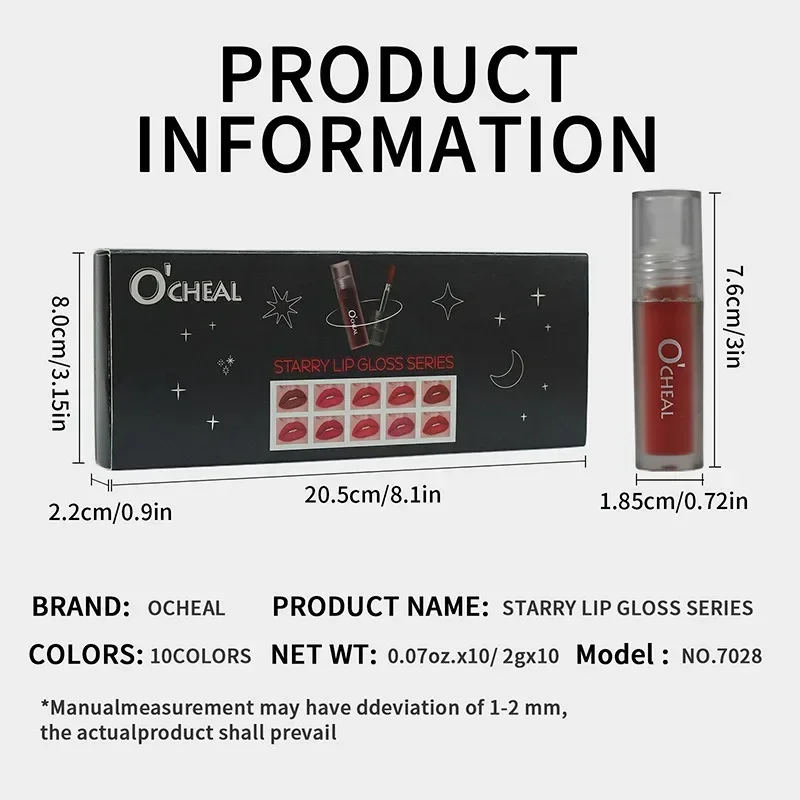 10個入り マットベルベットリップグロスセット - 保湿力のあるべたつかないリキッドリップスティックコレクション