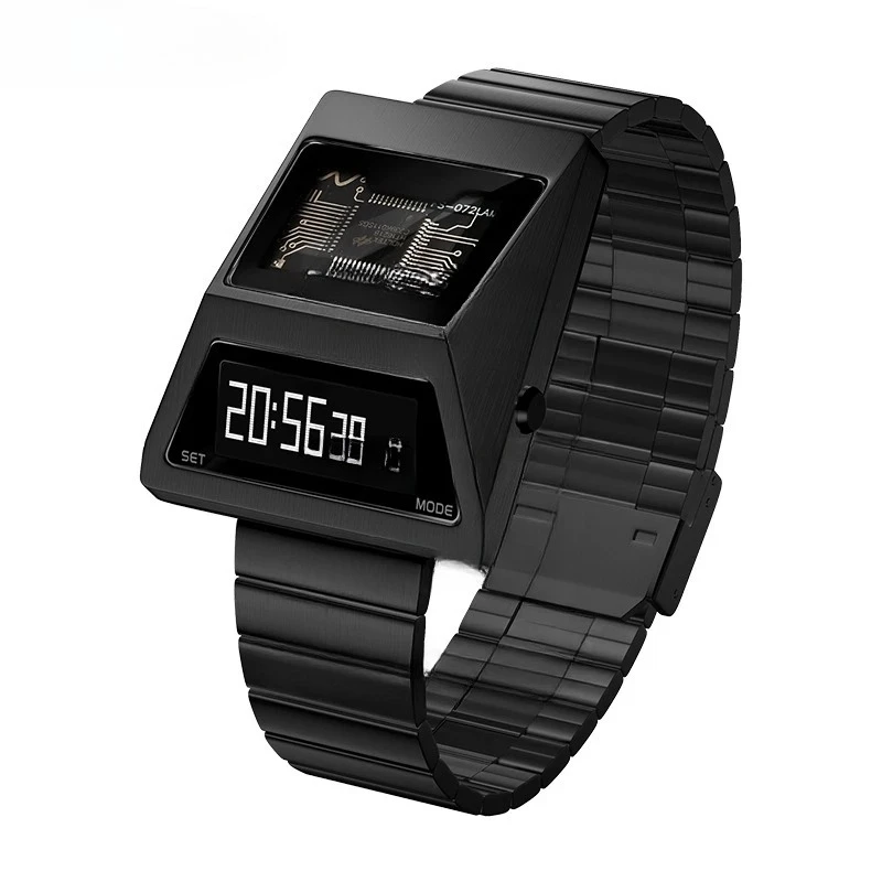 ساعة سائق بحزام فولاذي ساعة إلكترونية ريترو فيوتشر نفس الأشياء الجيدة S3000 #2