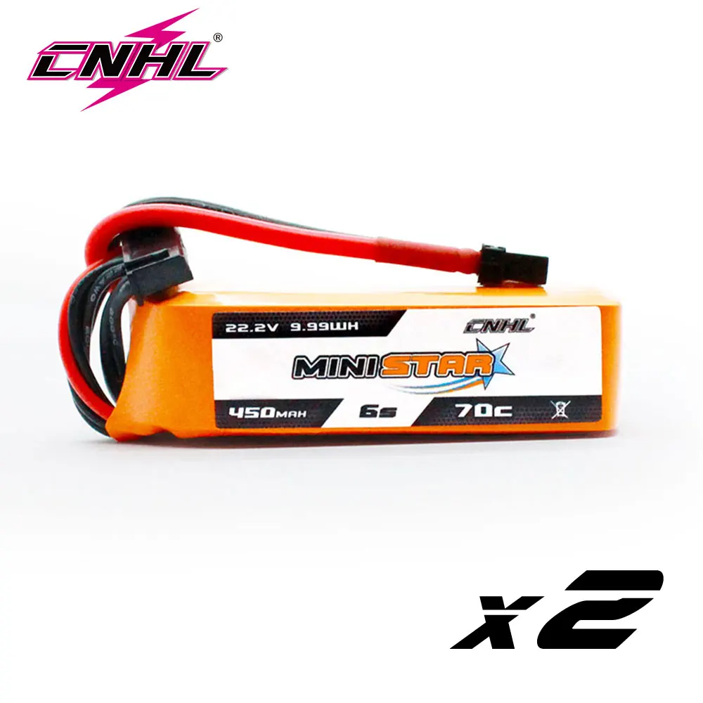 2PCS CNHL 6S 22.2V 450mAh Lipo Battery 70C Ministar With XT30 Plug For Mini Quad FPV Drone RC Quadcopter Helicopter Airplane