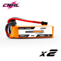 2PCS CNHL 6S 22.2V 450mAh Lipo Battery 70C Ministar With XT30 Plug For Mini Quad FPV Drone RC Quadcopter Helicopter Airplane