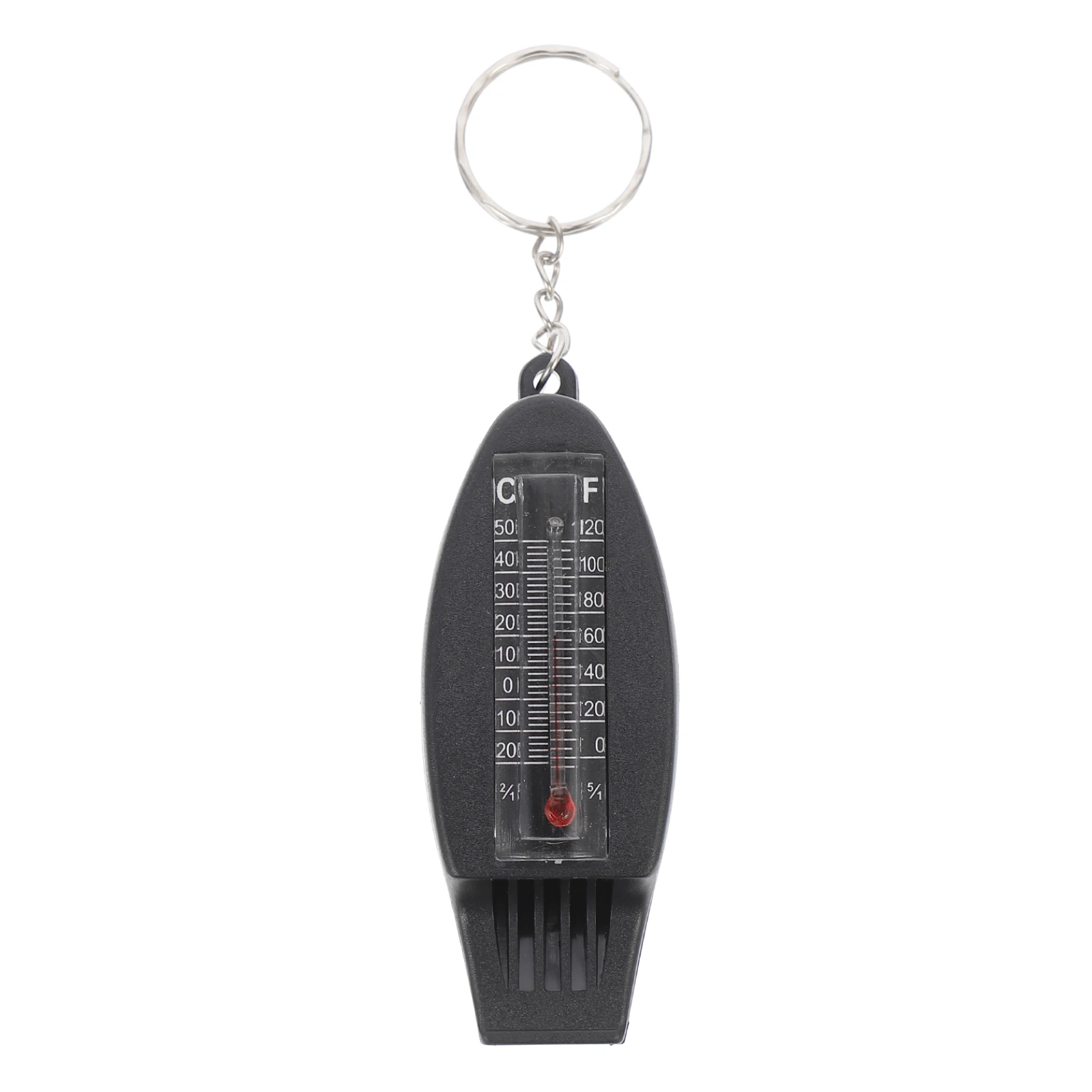 

Plastic Multi functional Survival Whistle Compass Thermometer Magnifier Four in one Keychain Outdoor Camping Hiking Emergency