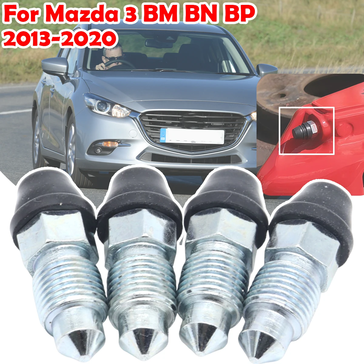 

Front Rear Bleeder Valves and Rubber Dust Caps Left Right Caliper Bleed Nipple Screw Repair kit For Mazda 3 BM BN BP 2013-2020