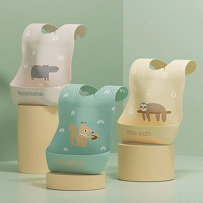 

Waterproof Adjustable Food Feeding Supply Baby Bib With Food Catcher Disposable Children's Bib Cartoon Saliva Towel