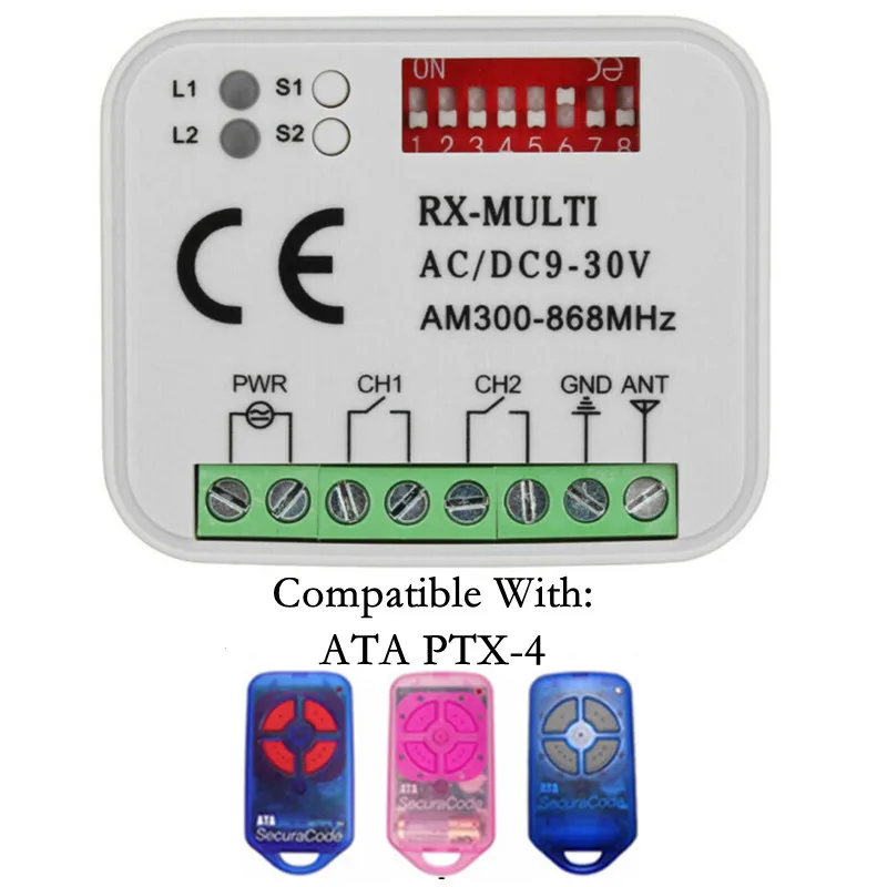 ATA PTX4 (BLUE) ATA PTX4 (PINK) ATA TX5 Garage door receiver 300-868mhz frequency