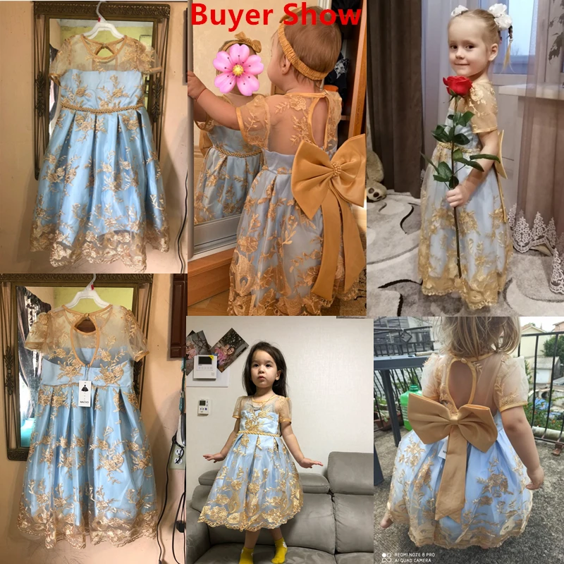 Cute Baby Girl Dress for Lace Backless Toddler Birthday Princess Dresses for Praty Wedding Tutu Gown Dress for Elegant Girls