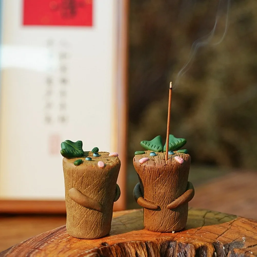 

Ceramics Small Tree Stake Ornament Cartoon Handcrafted Incense Stick Holder Multifunctional Exquisite Incense Burner
