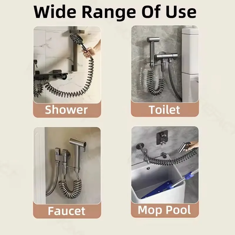 1.5/2/3/5M Spring Flexible Retractable Hose for Shower Head Toilet Bidet Pipe Plumbing Bathroom Spiral Flexible Shower Hose