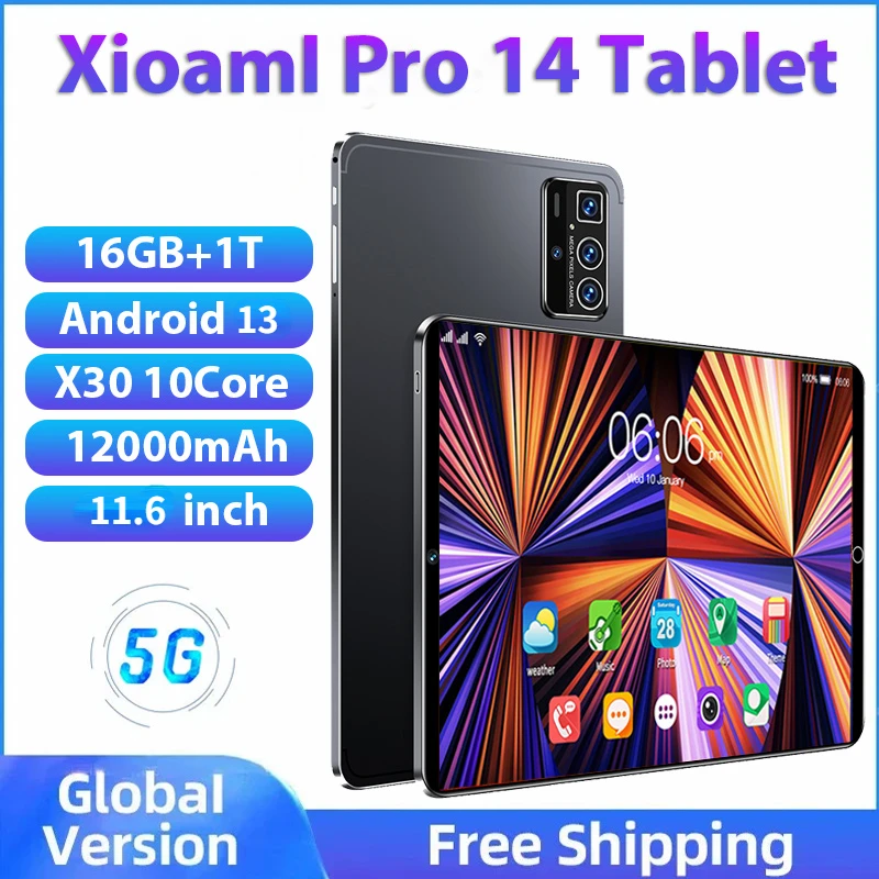 

2024 New Original pro 14 Tablet Android 13 16GB 1TB Dual SIM 10 Core WPS GPS Bluetooth 5G Network Phone Call Mi Tablet PC