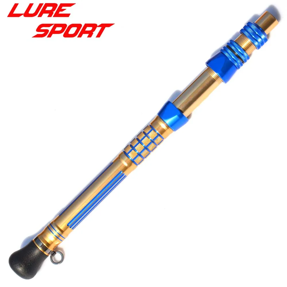 

LURESPORT 40cm Gold and Blue Lock Ring handle Heavy Duty Trolling Aluminum Gimbal reel seat Rod Building Component DIY Accessory