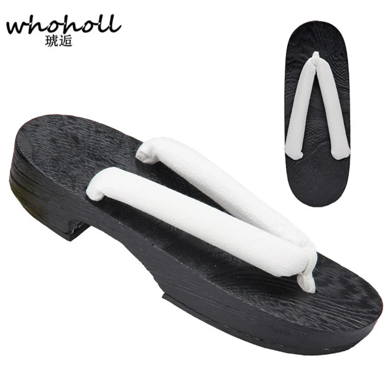 WHOHOLL Anime Cosplay Wooden Geta Summer Women Flat Sandals Traditional Japanese colgs Shoes Geisha Geta Flip-flops Coser Shoes