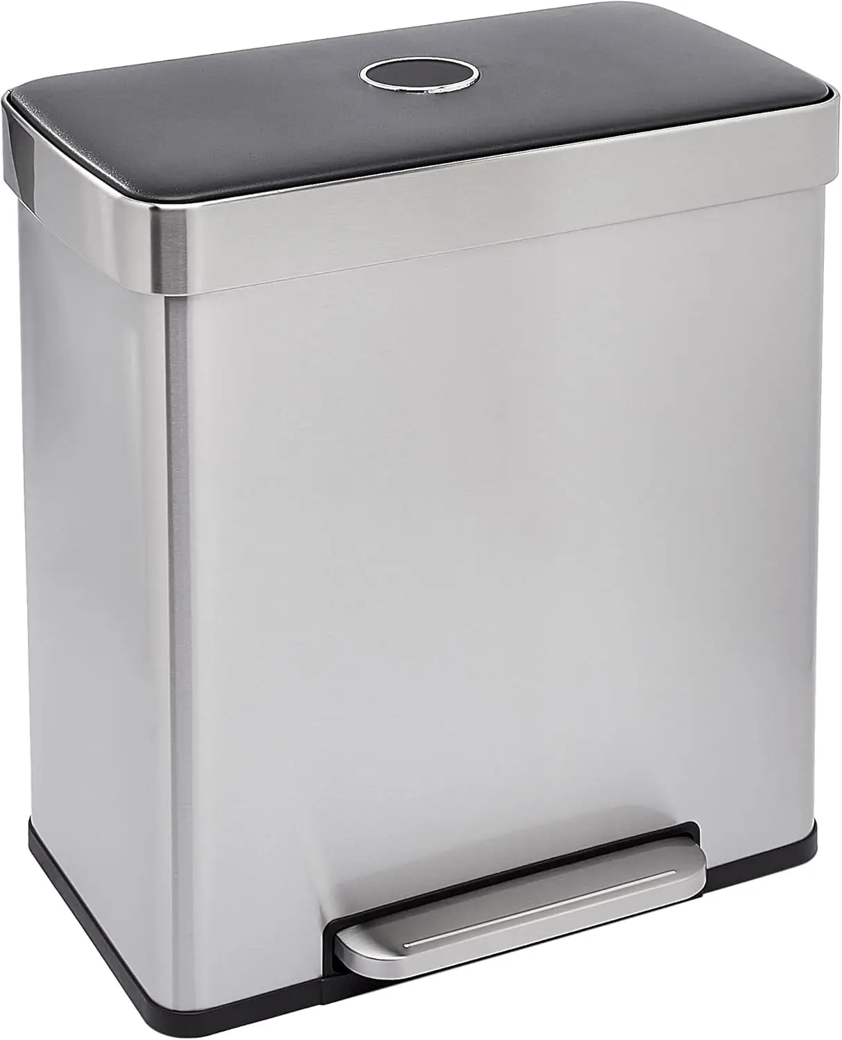 Basics Rectangular Recycling Trash Can with 2 Compartments 60 Liters