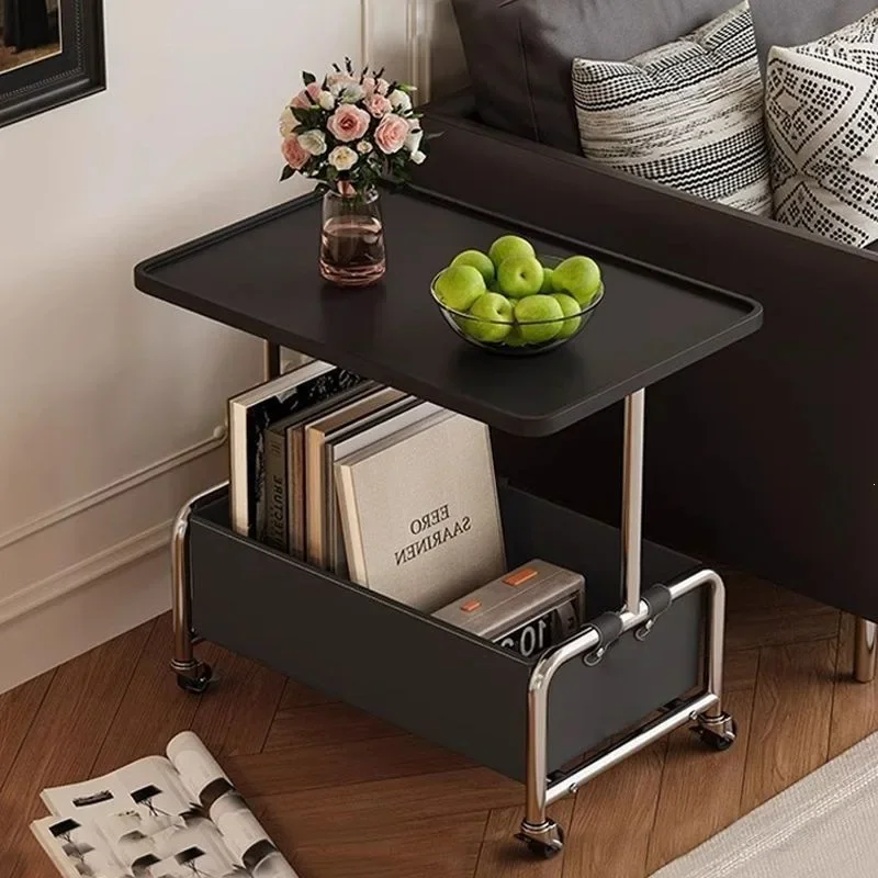 Creative Side Table Movable Coffee Table Modern Simple Sofa Side Cabinet Living Room Cart Shelf Small Table with Wheels