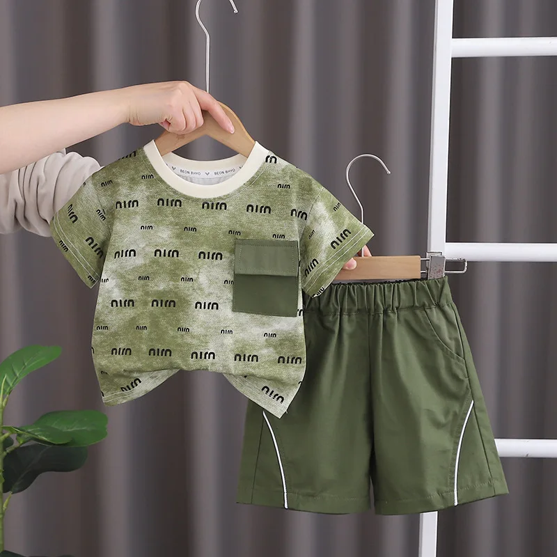 

Toddler Suit 2024 Summer Korean Baby Boy 12 to 18 Months Clothes Casual Short Sleeve T-shirts and Shorts Boys Boutique Clothing