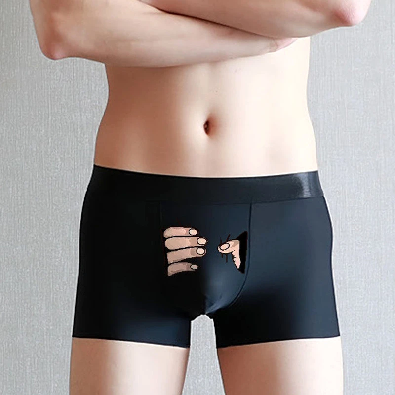 

Funny Underwear Ice Silk Boxers for Men Shorts Cute Spoof Trunk Plus Size Male Panties Lovers fascinating Gift Boxer Men