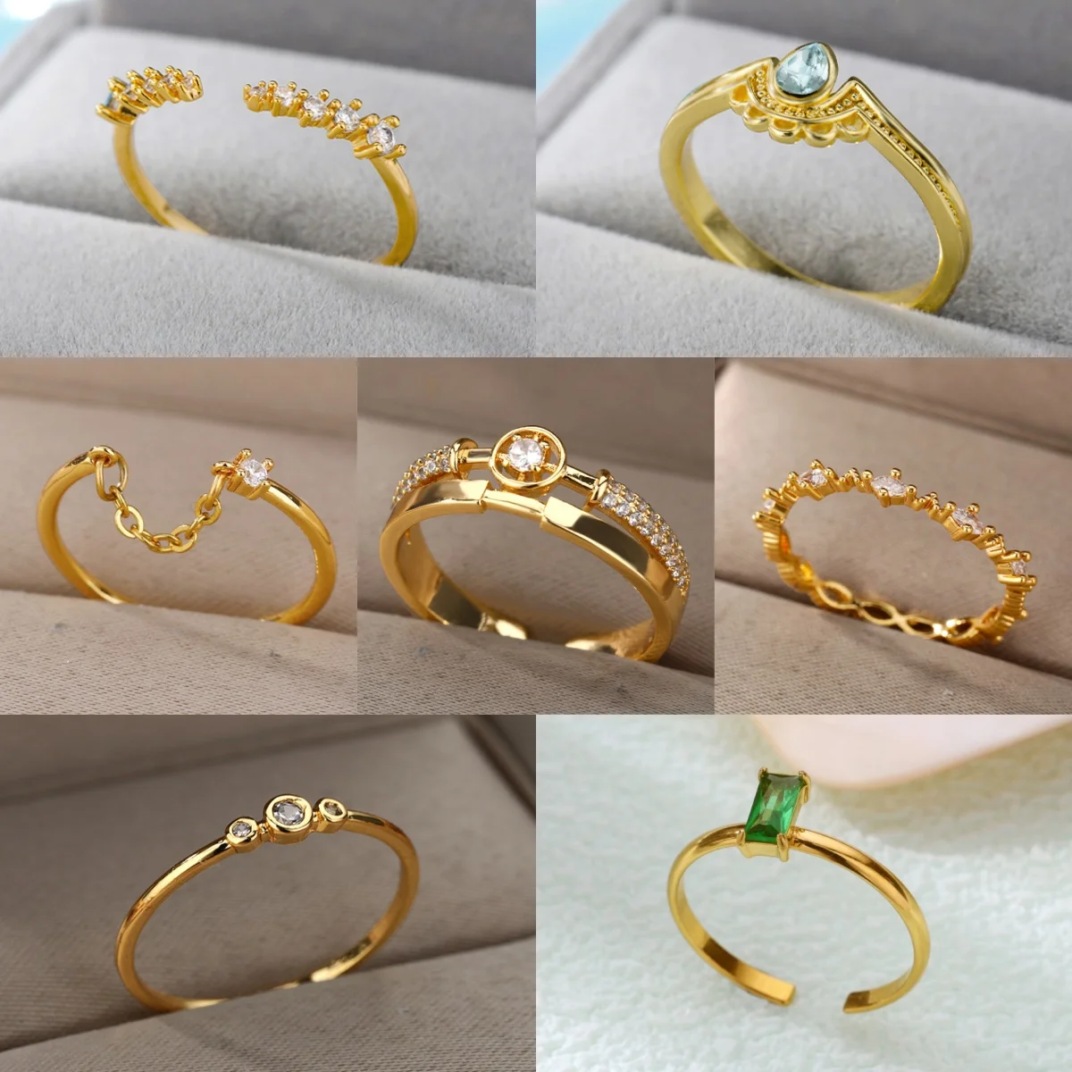 Klassische Kronenringe für Frauen mit Zirkonia, vergoldeter Edelstahl, luxuriöser Schmuckring, Geschenk, kostenloser Versand