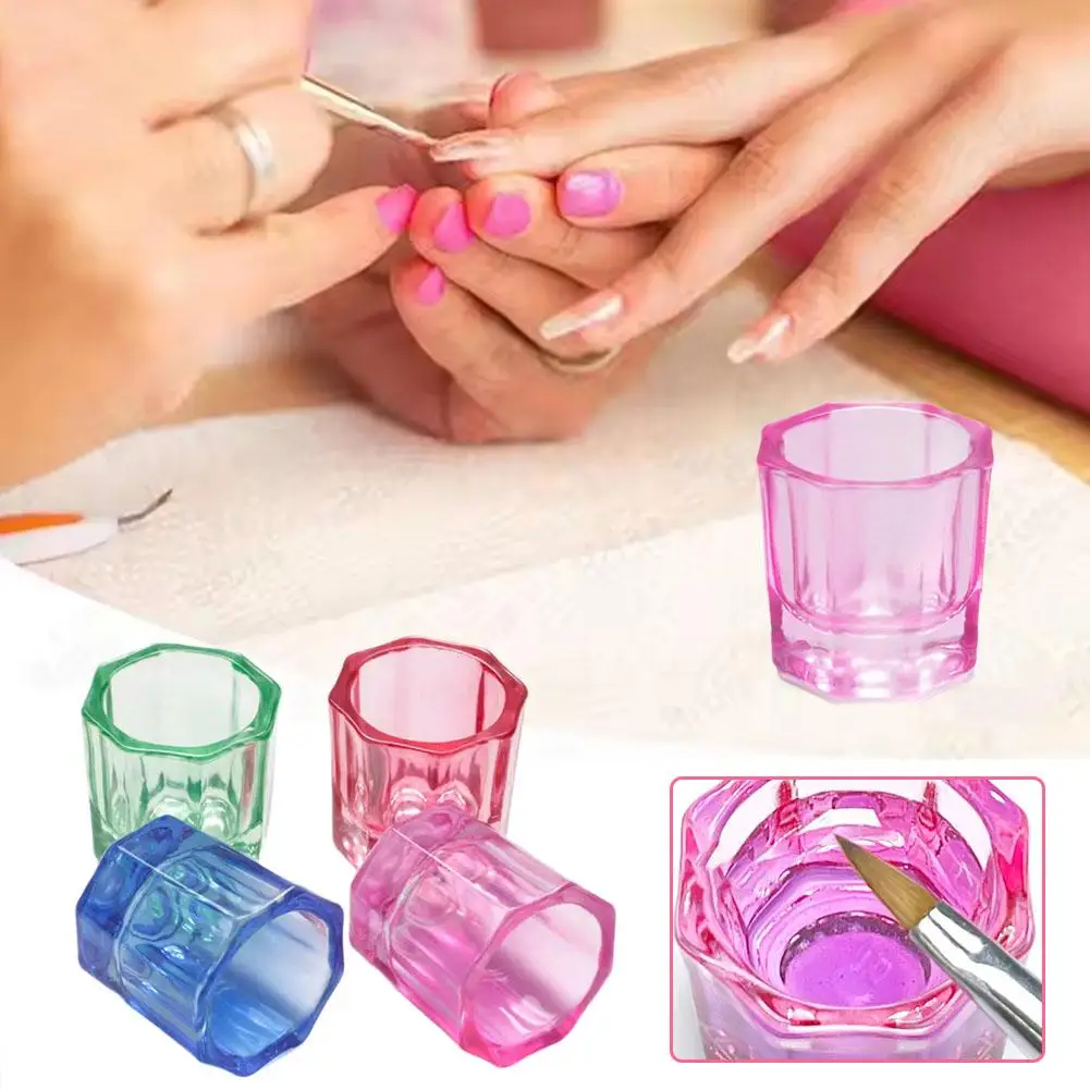 1pcs Crystal Cup For Nail Manicure Tool Clear Glass Container Wash Brush Dappen Dish Acrylic Powder Liquid Mini Bowl Equipm X5N2