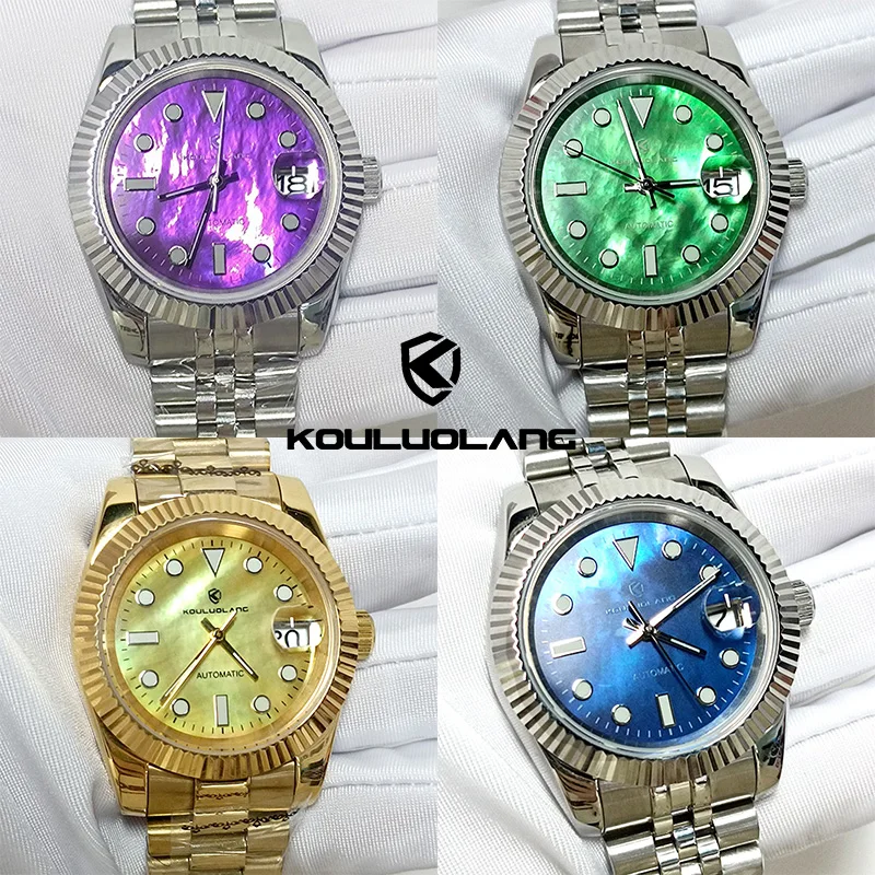 36mm 39mm KOULUOLANG Movement Purple Blue Green Gold Mother of Pearl 316 Stainless steel NH Series 35 Mechanical watch for men