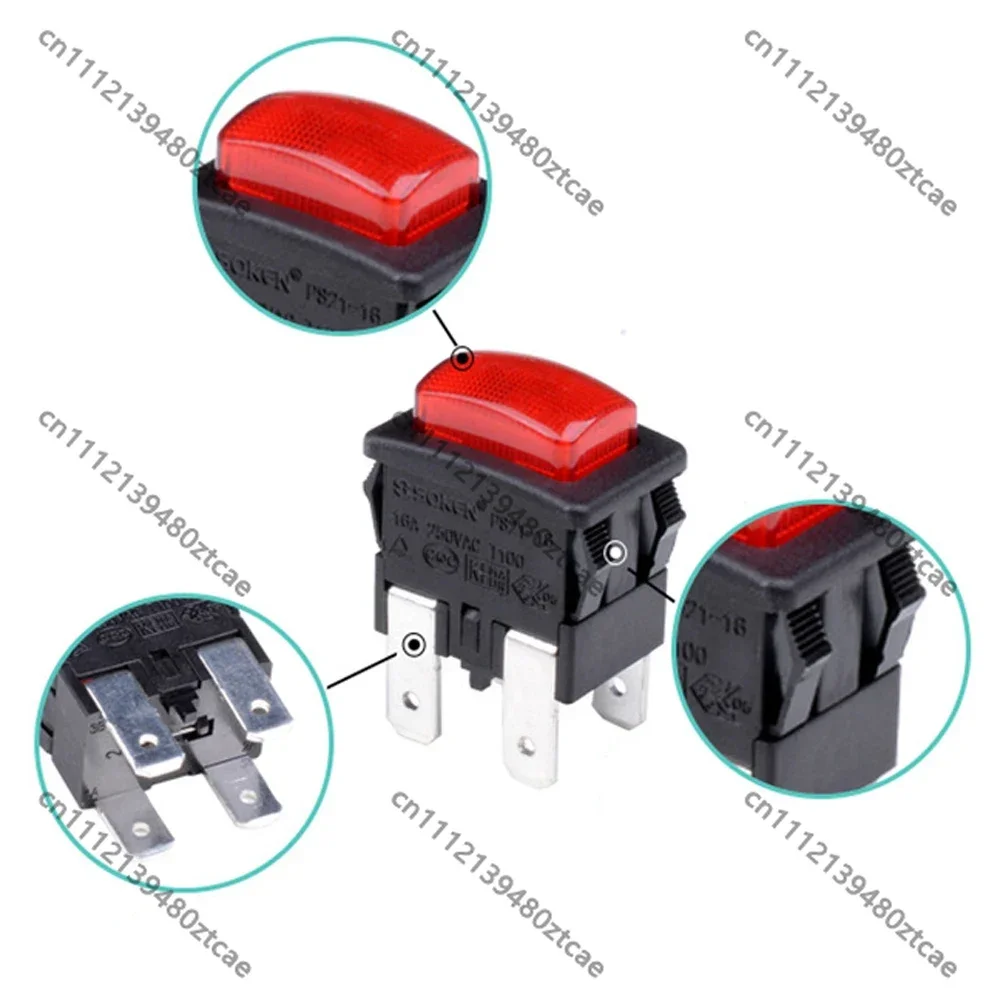 2Pcs 4Pins Self-locking Pushbutton Switch 16A ON OFF DurablePowerControl ReplacemenEuropean Standard Socket Electrical Appliance