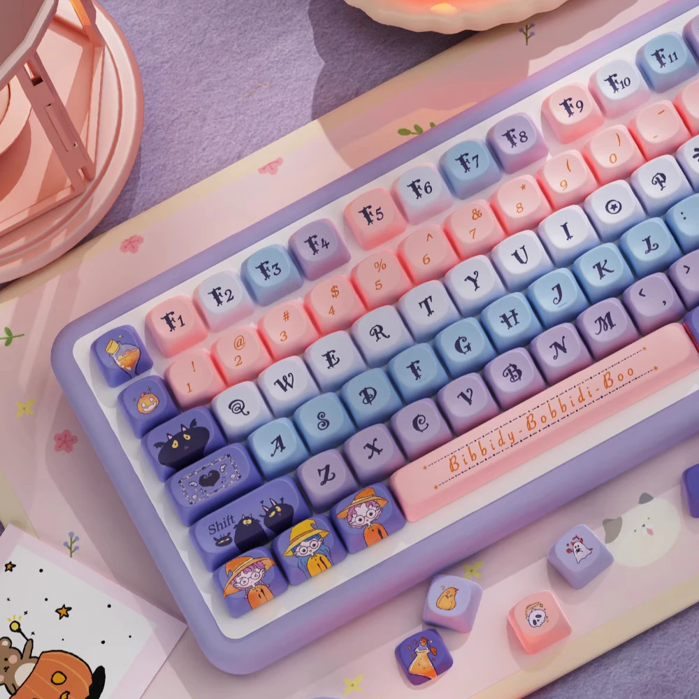 Cute mechanical keyboard girl personalized MCA keycap, full five-sided PBT cross shaft thermal sublimation customized 120 keys