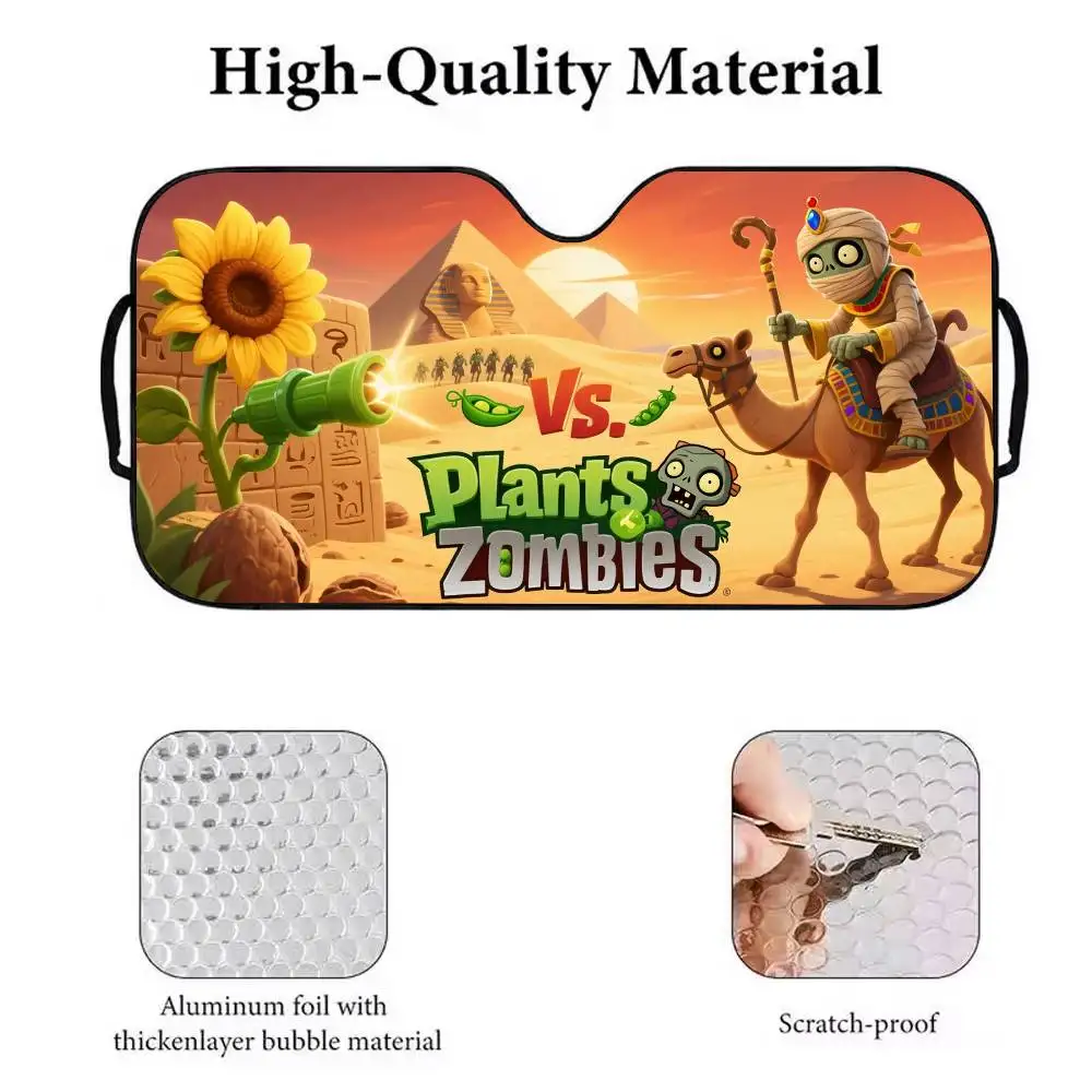 لعبة P-Plants vs Z-Zombies Car Sunshade Parasol زجاج السيارة الأمامي الشمس الظل حماية من الأشعة فوق البنفسجية ومبرد داخلي