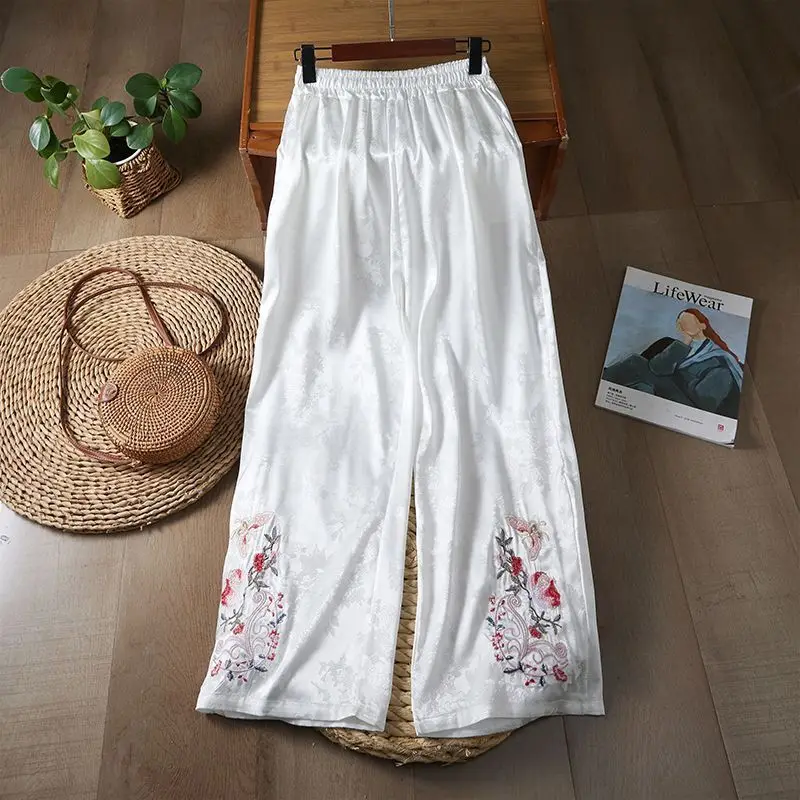 

Ethnic Style Cotton Linen Summer Loose High Waist Wide Leg Pants