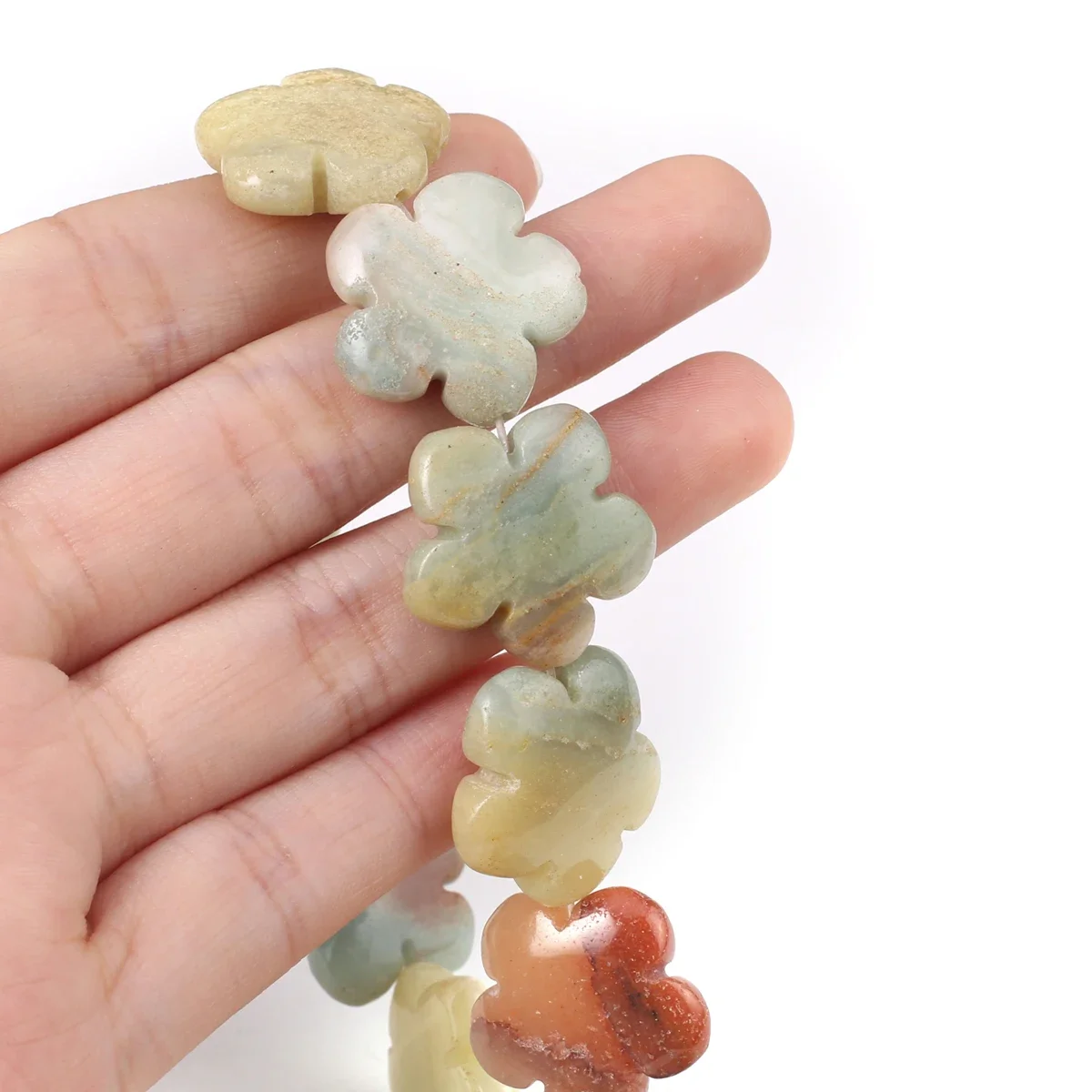 Natural Stone Beaded Flower Shape Isolation Gemstone Spaced Loose Beads for Jewelry Making DIY Necklace Bracelet Accessories