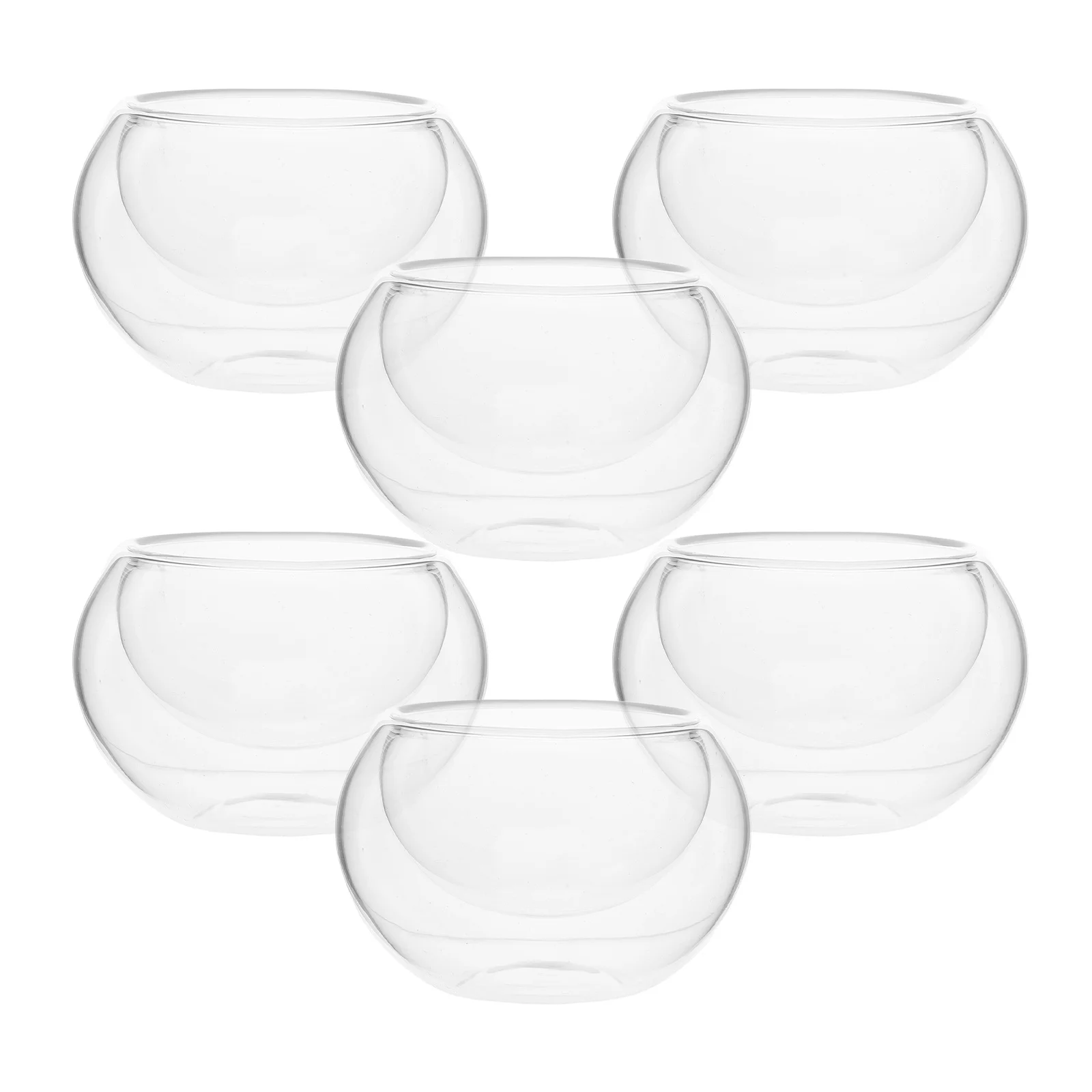 

6Pcs Double Walled Glass Teacups Set 22x22x16inch Heat Resistant Insulated Cups for Hot Beverages Breakfast Use