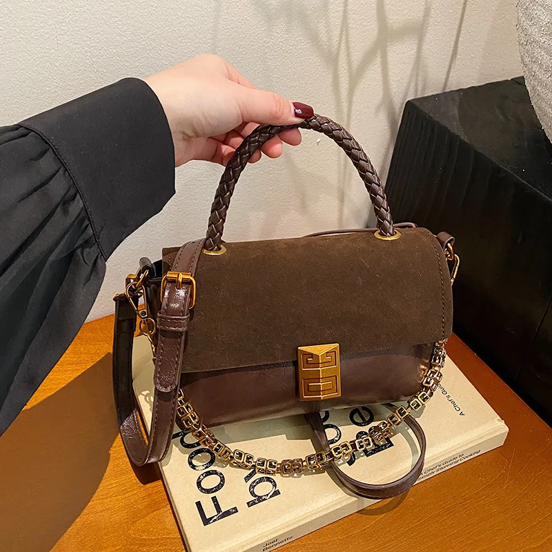 

2025 Luxury Chain Square Bag Womens Matte Shoulder Purse Vintage Crossbody Tote Niche Designer Handbag