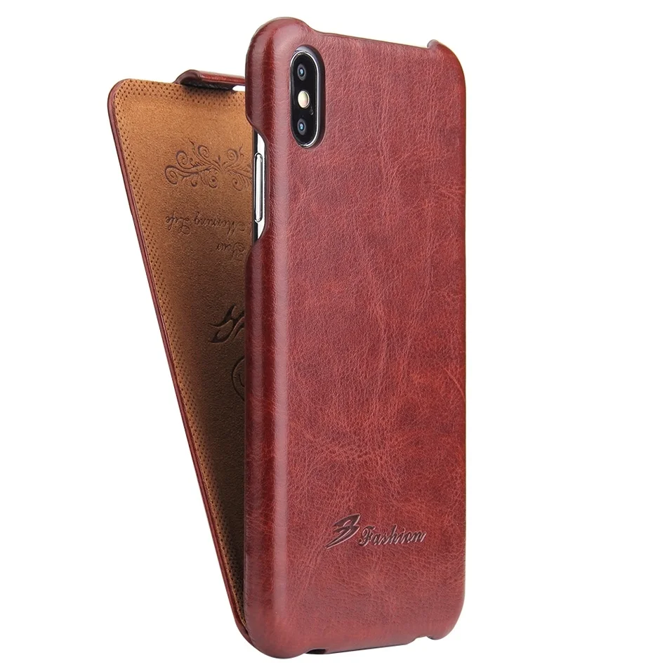 Vertical Flip Genuine Leather Cover Case for Apple iPhone 6 6S 7 8 X XR XS 15 14 11 13 Pro Max SE 2022 12 13 Mini Fundas Coque