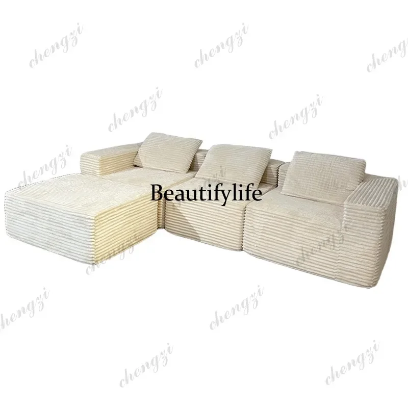 03 compression sofa corduroy combination sofa tofu block L-shaped multi-functional compression sofa