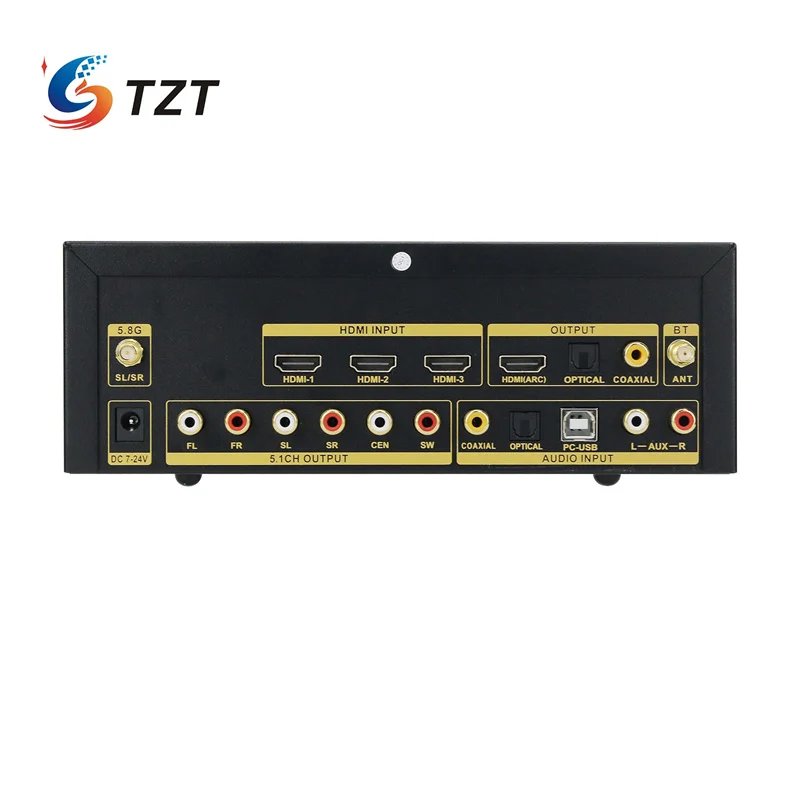 TZT UD951C DSD فك ترميز الصوت الأسود الإصدار القياسي/5.8G الإصدار مع جهاز استقبال 5.8G DTS Dolby 5.1 مع شاشة ملونة 3.2 بوصة
