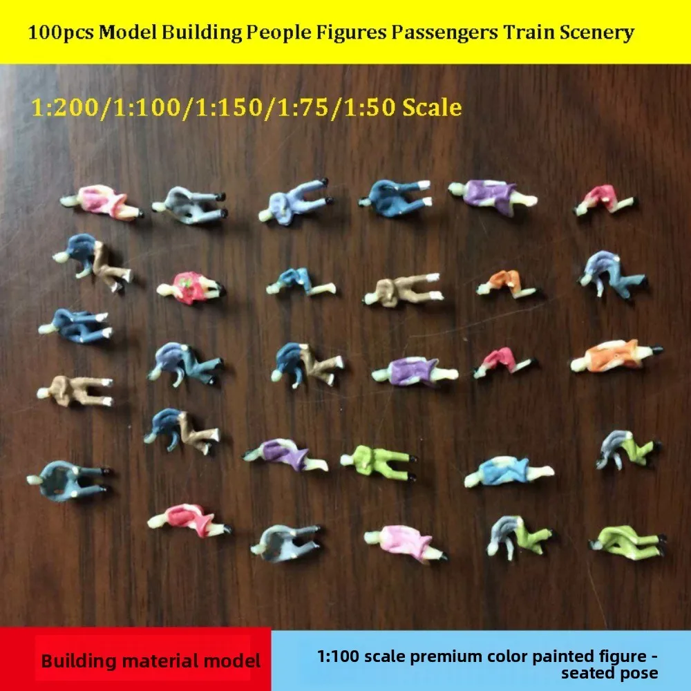 100pcs New 1:200/1:100/1:150/1:75/1:50 Scale Model Building People Figures Mixed Color Colorful Standing People Assorted Poses