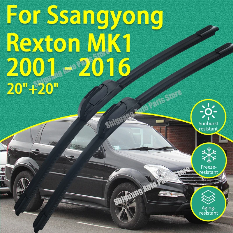 Frontscheibenwischer mit Silikonbeschichtung für Ssangyong Rexton MK1 Y200 Y250 Y290 2001 - 2016, Auto-Windschutzscheibenwischer Zubehör