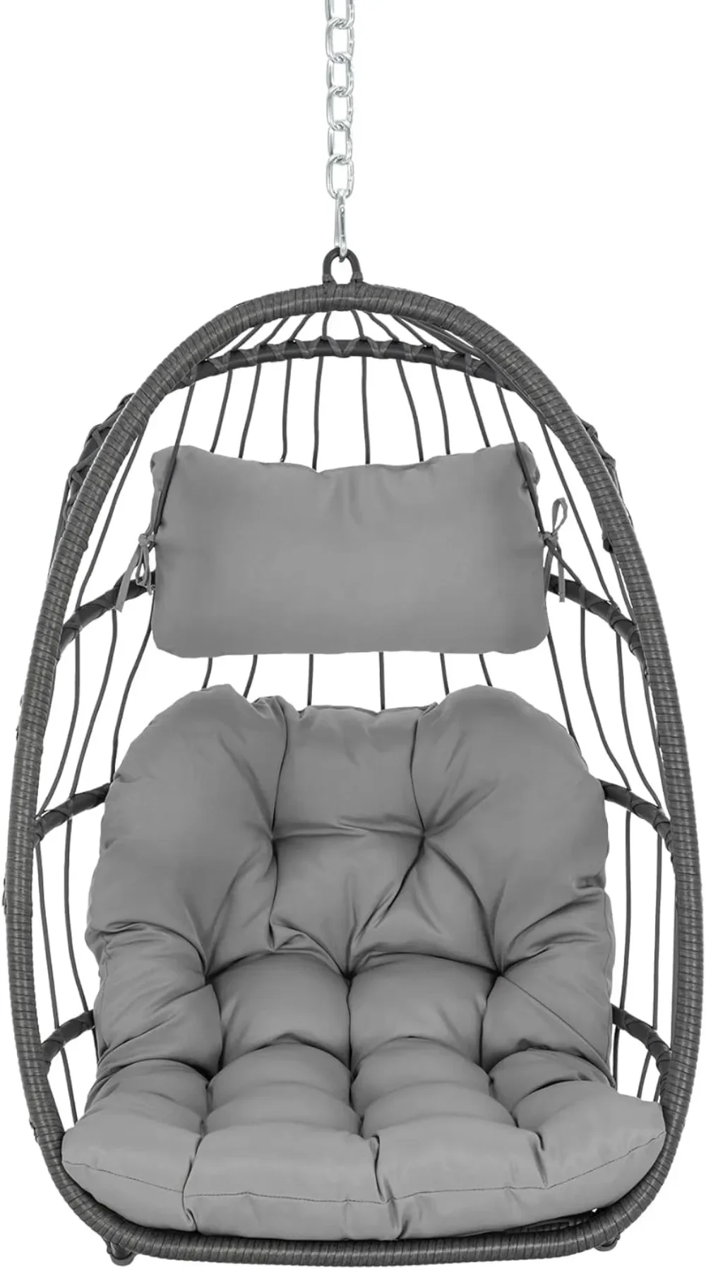 Swing Egg Chair Without Stand Indoor Outdoor, Foldable Wicker Rattan Hanging Egg Chairs Hammock Egg Basket Chair with