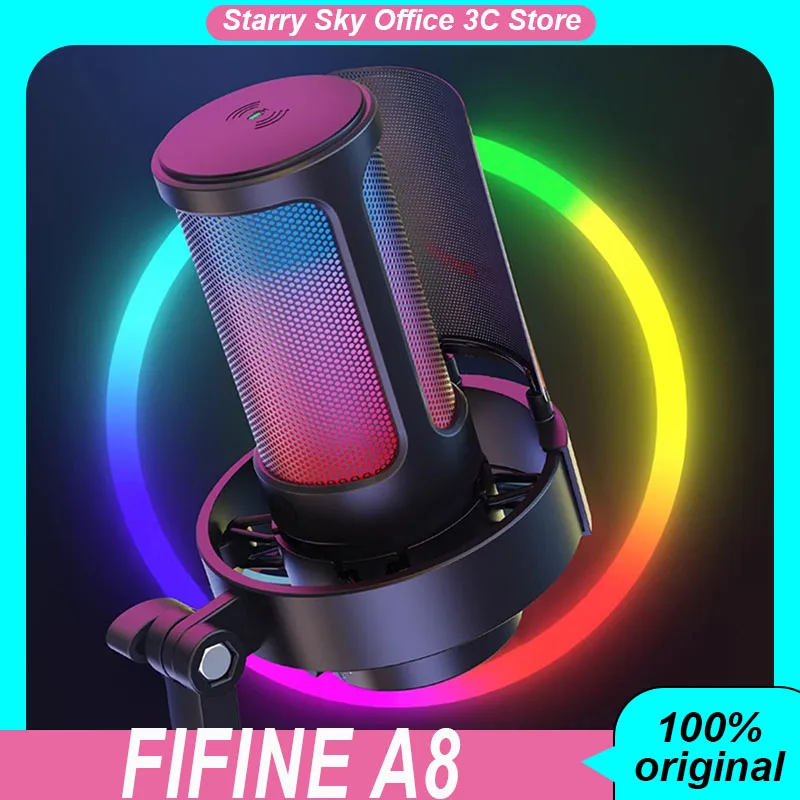 FIFINE A8 Desktop Microphone Suitable For Game Live Streaming Singing Hifi Level Sound Card Custom Professional Microphone