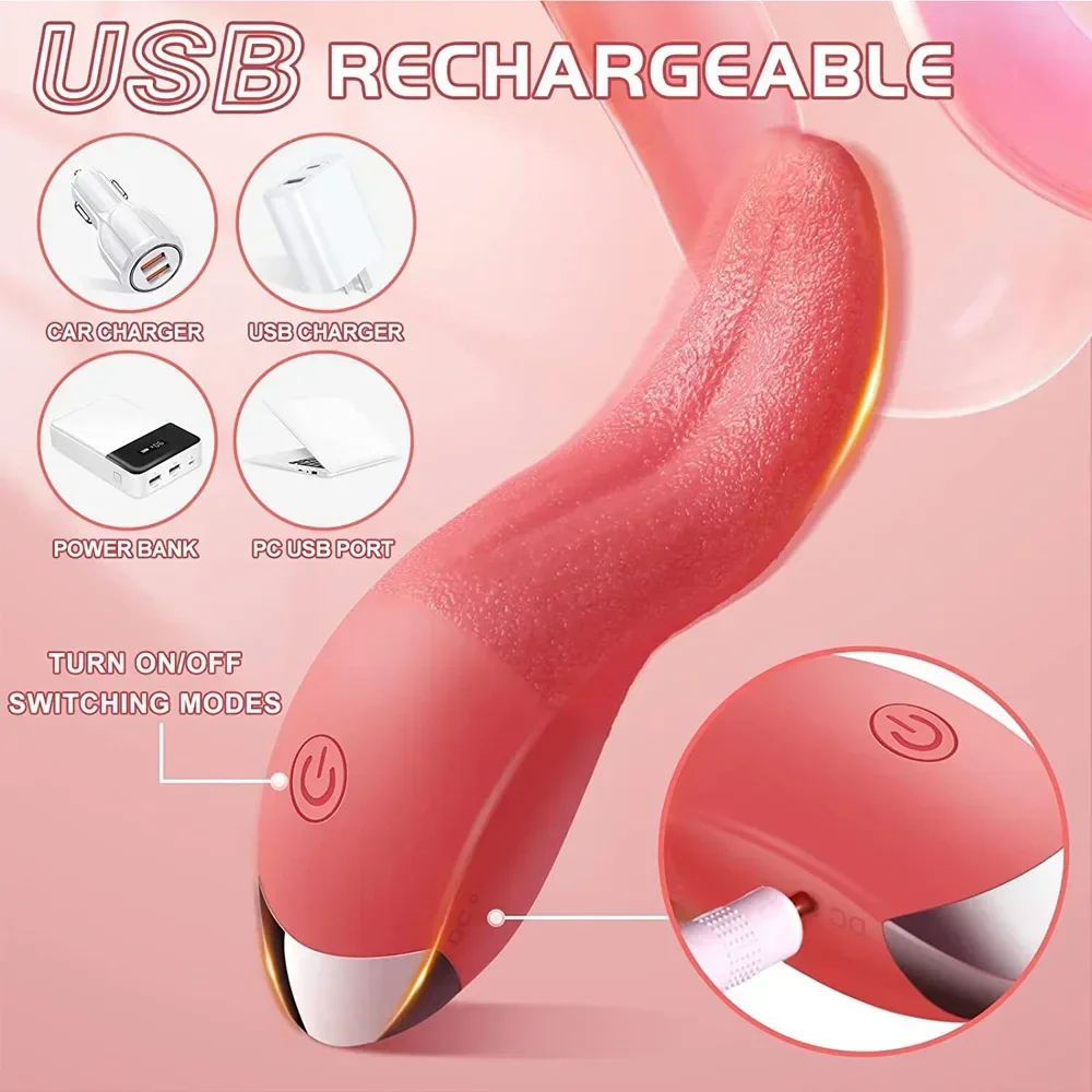 1PC Women Tongue Shaped G-spot Vibrators 10 Modes Lick Clitoris Stimulator Masturbation Female Tongue Licking Vibrator For Adult