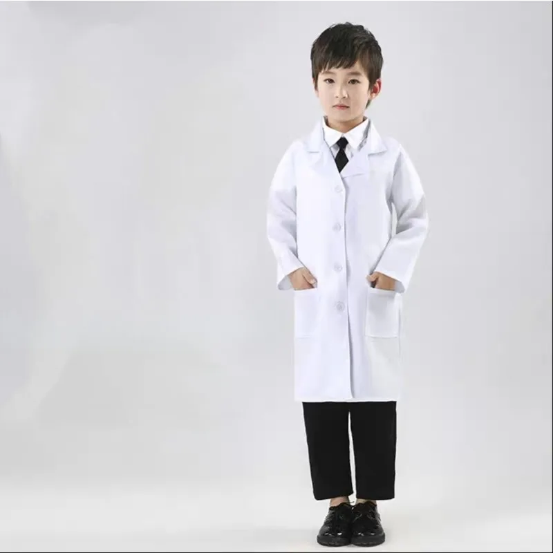 Kids Doctor Costume Nurse Outfit Children Science Lab Coat Role Play White Coat view 4