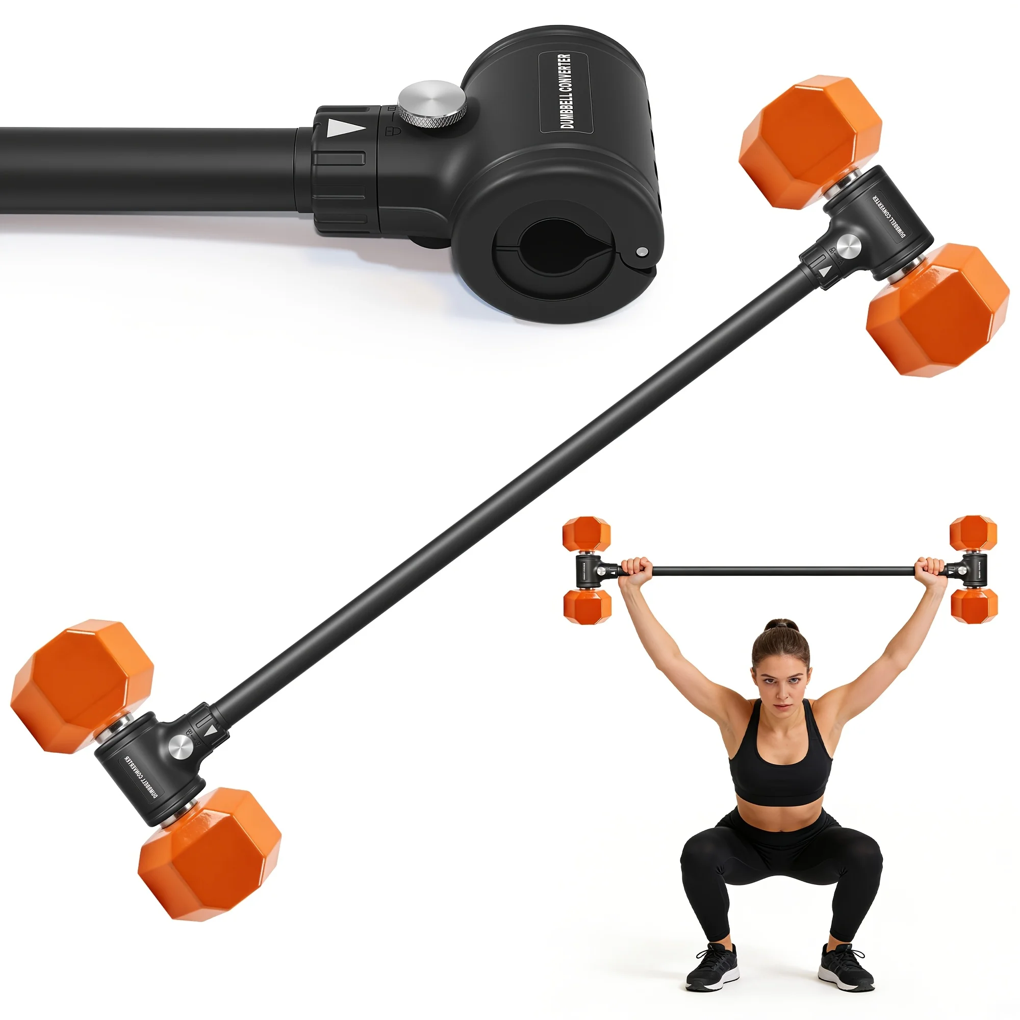 Hantel-Konverter - Verwandelt Hanteln in Langhantel-Sets - Hantelstange, verstellbar und bis zu 200 lb Langhantel für Heimfitness