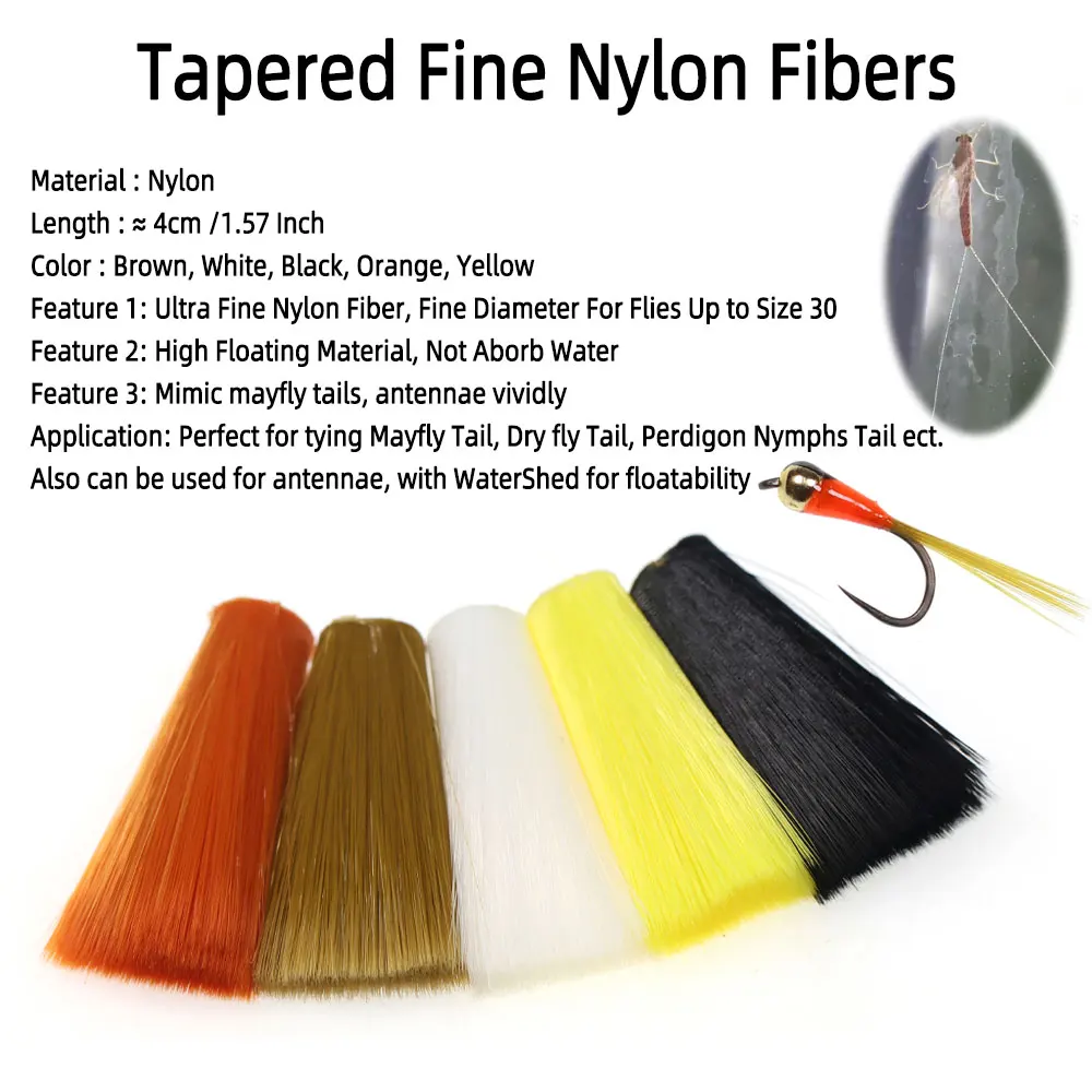 Tapered Nylon Fibers Dry Fly Mayfly Tails Tying Material Perdigon Nymph Tails Ultra Fine Fibers Dry Fly Wings Tails