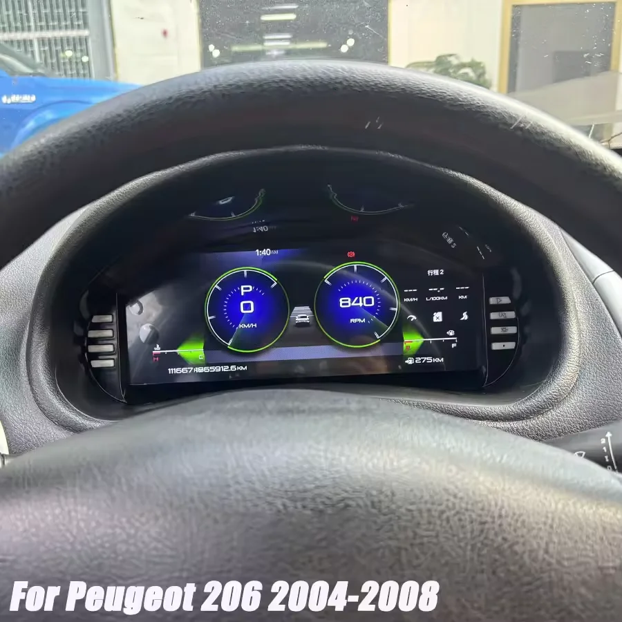 For Peugeot 206 2004-2008 speedometer LCD instrument panel iOS Carplay12.3-inch cluster digital instrument cluster