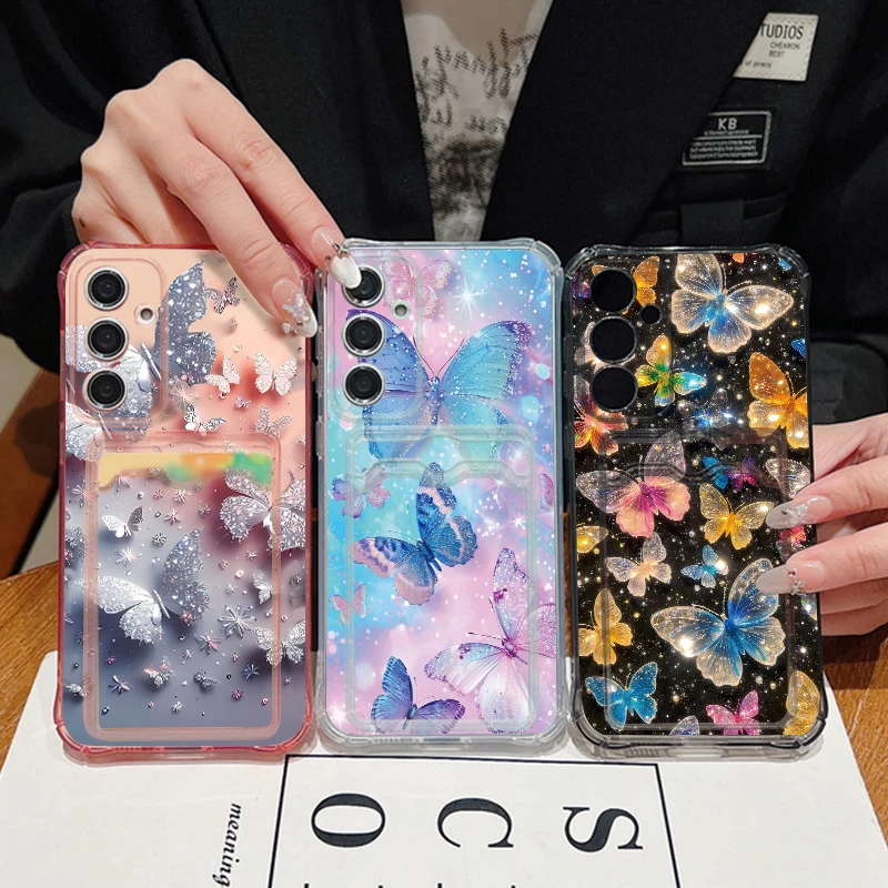Dream Butterfly Pattern Clear Phone Case For Samsung Galaxy S26 S25 S24 S23 Ultra S22 Plus S25 Edge S24 FE Card Bag Wallet Cover view 6