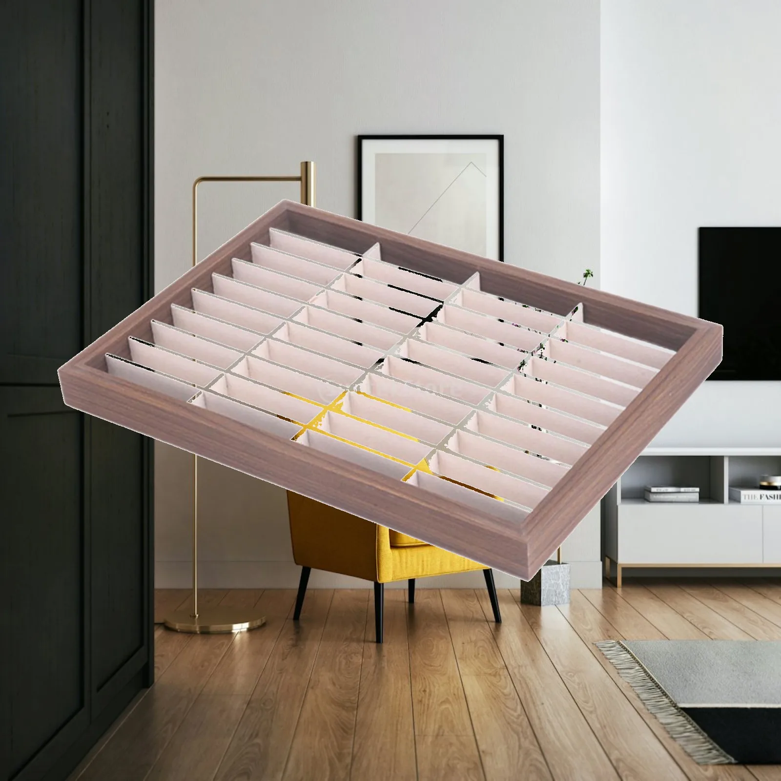 Wooden Bracelet Jewelry Box Organizer for Women 40 Slot Display Tray Portable Storage Case Necklace Earring Holder for Home