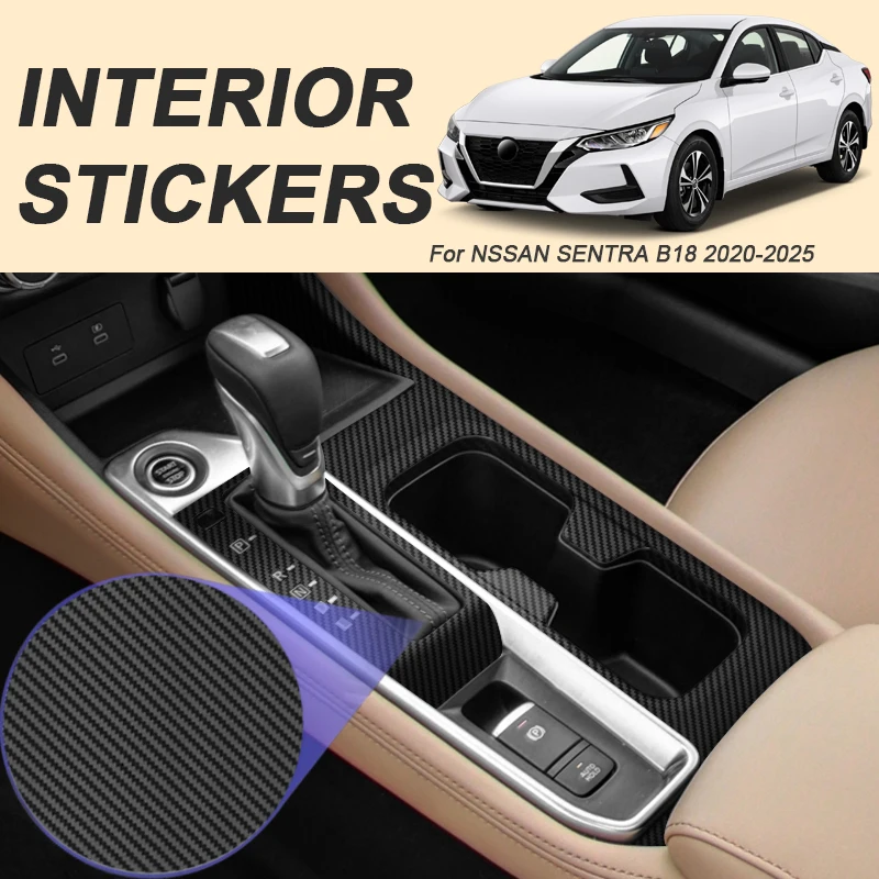 

Car Carbon Interior Sticker For NISSAN SENTRA B18 2020-2025 Auto Window Lifting Panel Decal Gear Door Protective Film Accessory